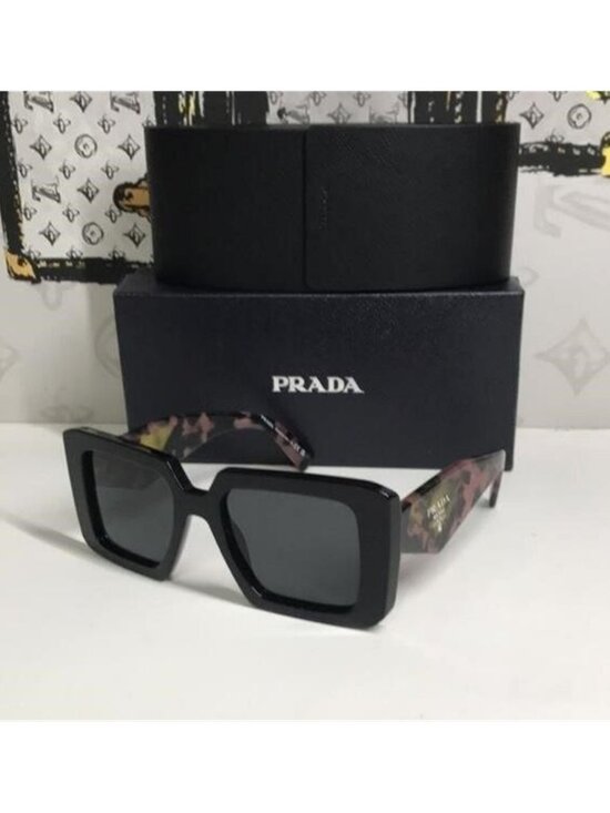 New Authentic Prada SPR23Y Symbole Square Sunglasses – Black & Pink main image 6